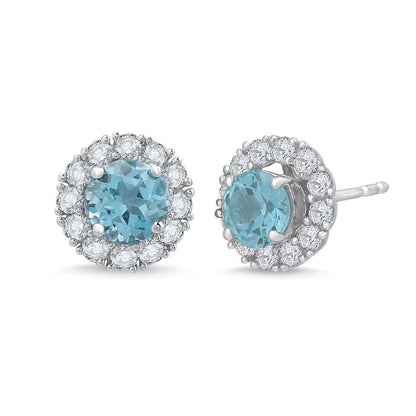 Swiss Blue Topaz & Created White Sapphire Pendant, Earrings, & Ring Box Set in Sterling Silver side profile