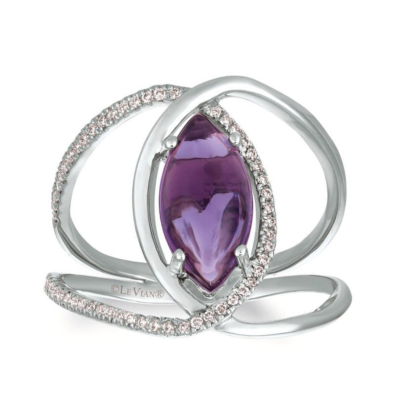 Le Vian Marquise Grape Amethyst & 1/6 ct. tw. Vanilla Diamond Open Link Ring in 14K Vanilla Gold