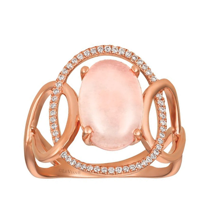 Le Vian Oval Pink Orchid Quartz & 1/6 ct. tw. Vanilla Diamond Floating Halo Ring in 14K Strawberry Gold