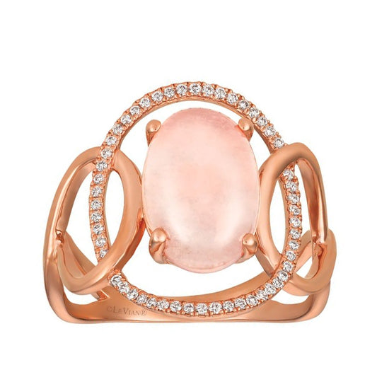 Le Vian Oval Pink Orchid Quartz & 1/6 ct. tw. Vanilla Diamond Floating Halo Ring in 14K Strawberry Gold