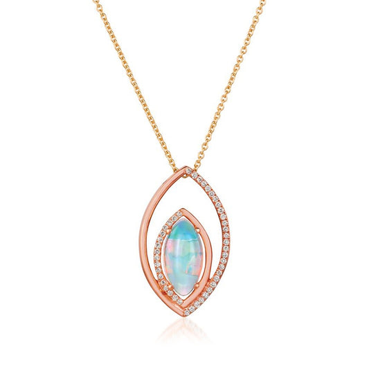 Le Vian Marquise Neopolitan Opal & 1/10 ct. tw. Vanilla Diamond Marquise Shape Pendant in 14K Strawberry Gold