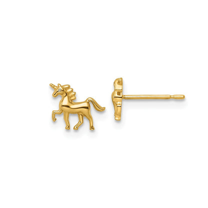 Children's Unicorn Stud Earrings in 14K Yellow Gold