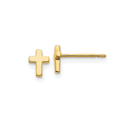 Children's Cross Stud Earrings in 14K Yellow Gold