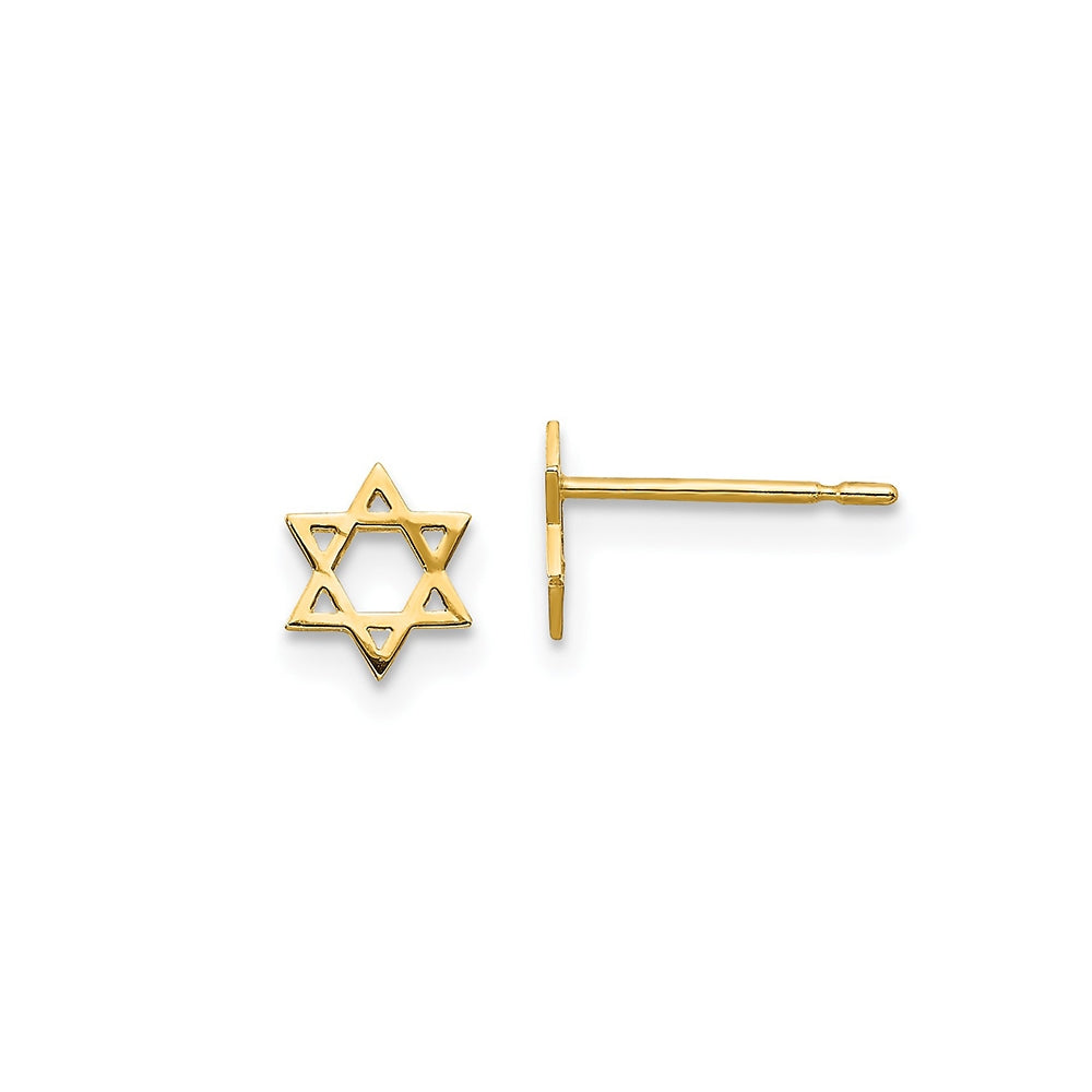 Children's Polished Star of David Earrings in 14K Yellow Gold