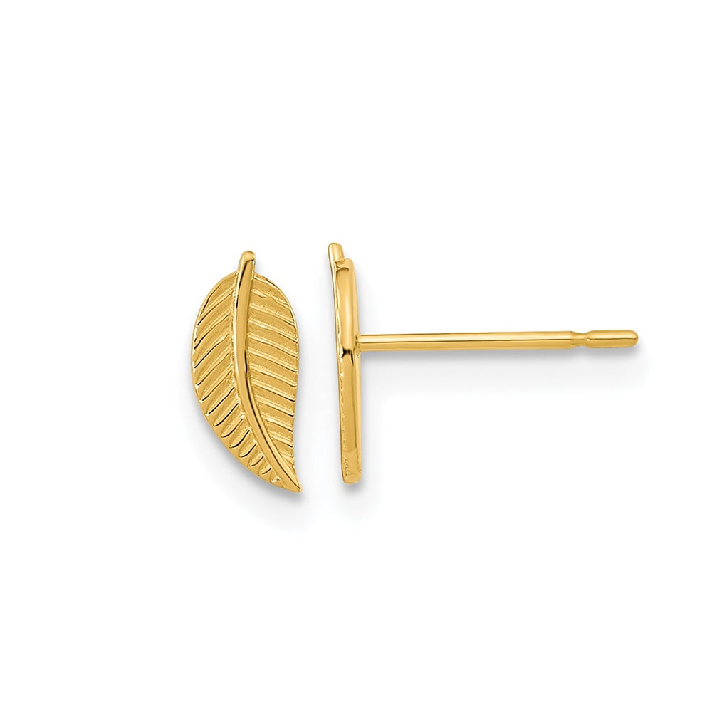 Children's Leaf Stud Earrings in 14K Yellow Gold