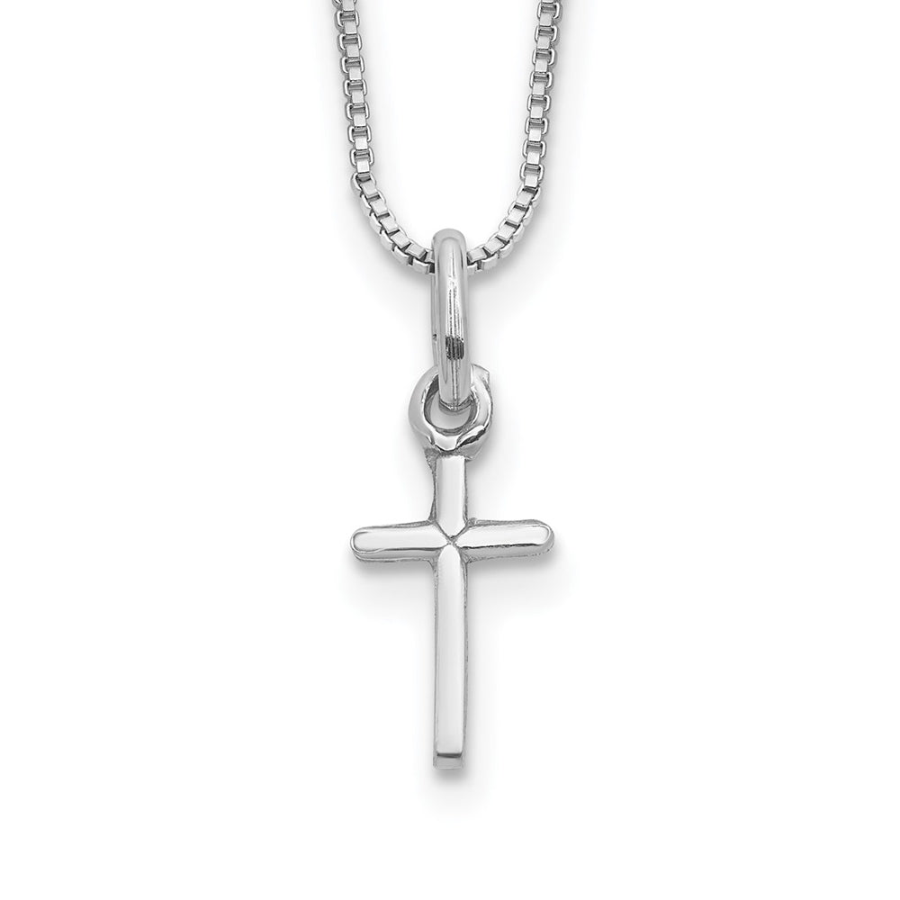 Children's Cross Pendant in Rhodium Plated Sterling Silver
