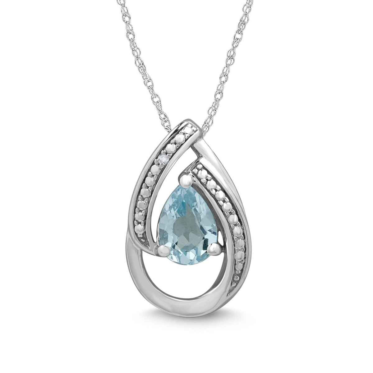 Blue Topaz and Diamond Accent Pendant in 10K White Gold