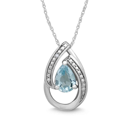 Blue Topaz and Diamond Accent Pendant in 10K White Gold