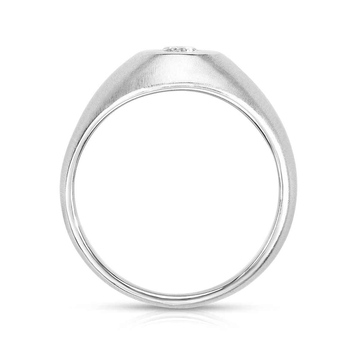 Men's 1/5 ct. tw. Round Diamond Solitaire Flush Set Ring in 10K White Gold front view