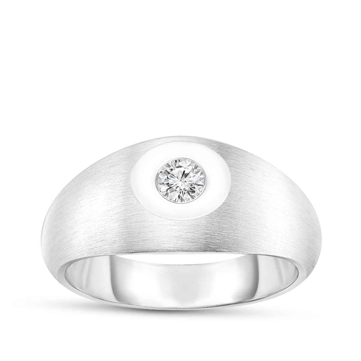 Men's 1/5 ct. tw. Round Diamond Solitaire Flush Set Ring in 10K White Gold