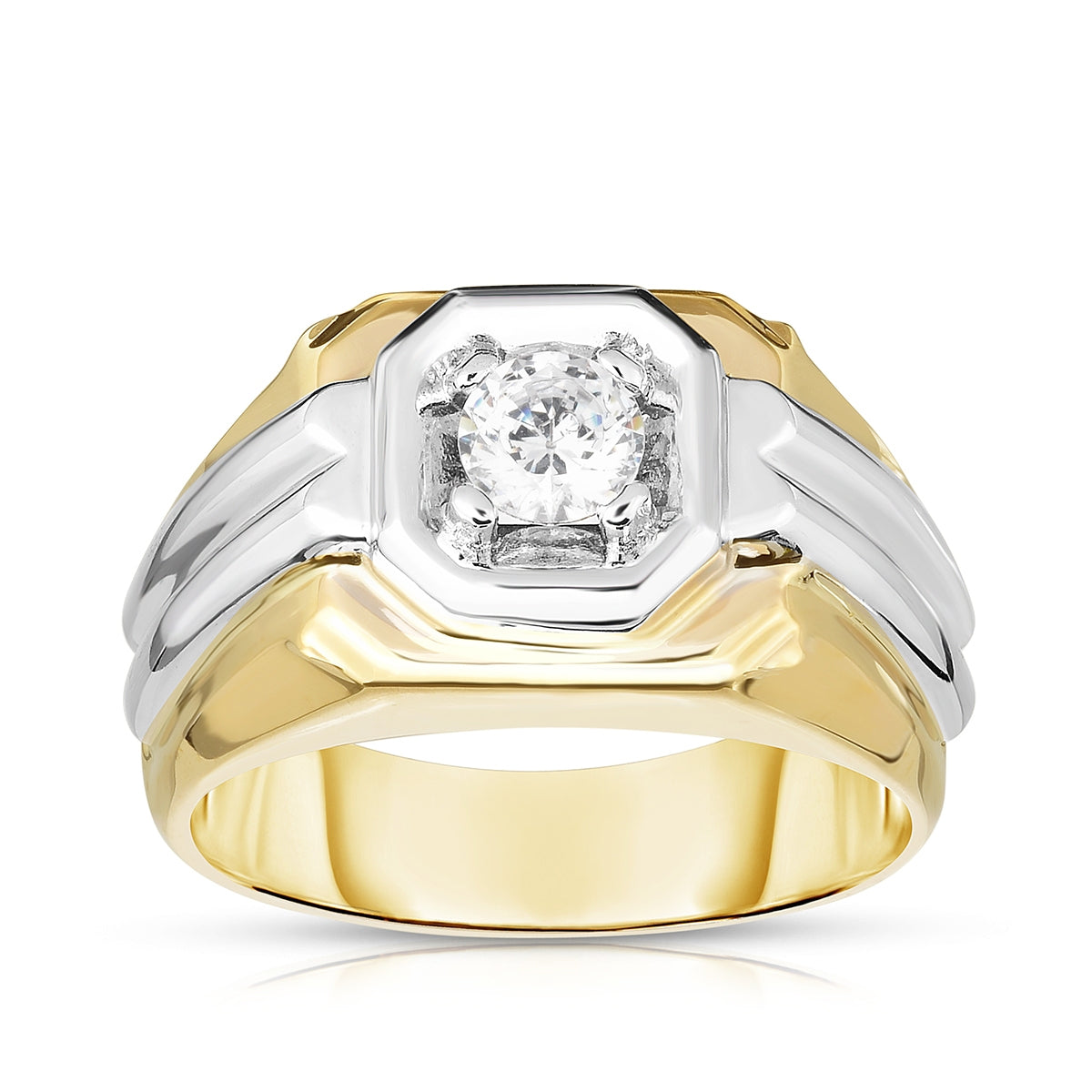 1/2 ct. tw. Men's Round Diamond Solitaire Wedding Ring in 14K Yellow & White Gold