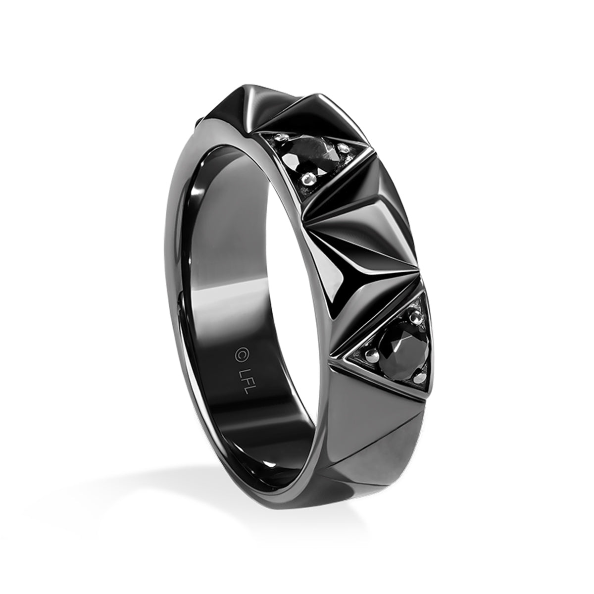 Star Wars Dark Armor 1/2 ct. tw. Treated Black Diamond Ring in Black Rhodium Plated 14K White Gold front view