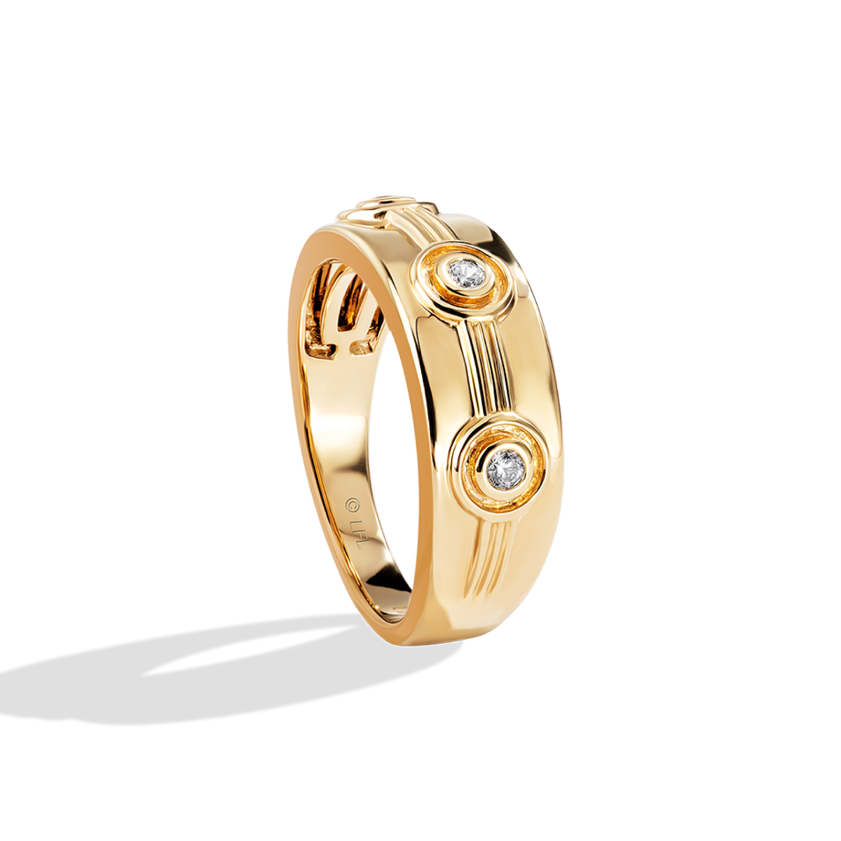 Star Wars Threepio Series Men's 1/10 ct. tw. Diamond Bezel Set Ring in 14K Yellow Gold front view