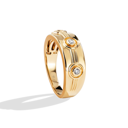 Star Wars Threepio Series Men's 1/10 ct. tw. Diamond Bezel Set Ring in 14K Yellow Gold front view