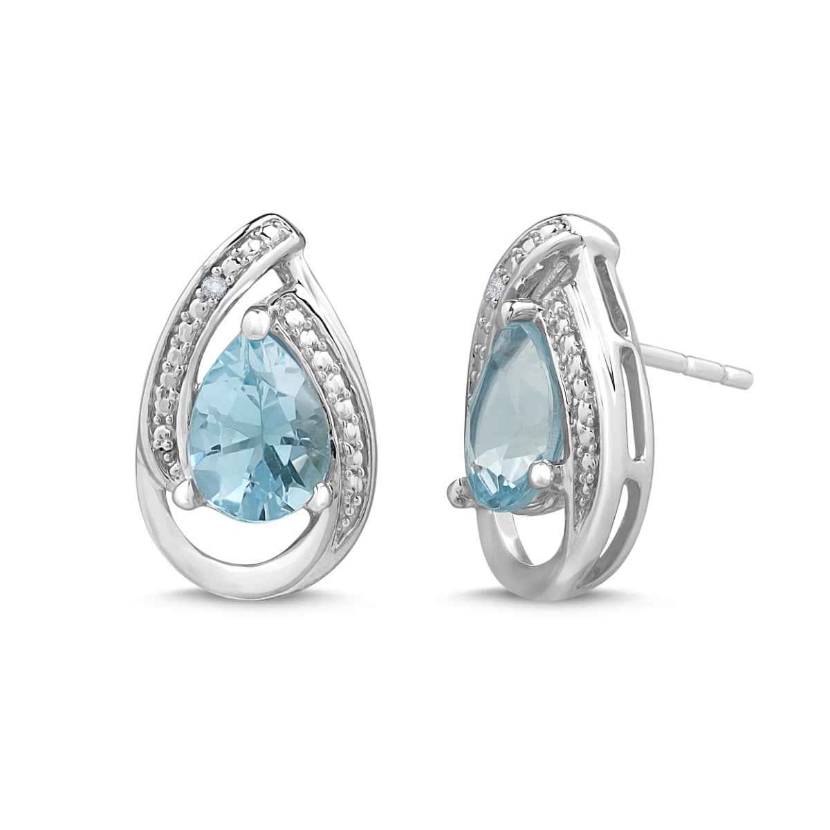 Swiss Blue Topaz Fashion Earrings in 10K White Gold
