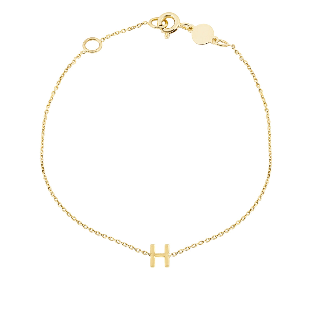 Mini Initial H Bracelet in 14K Yellow Gold