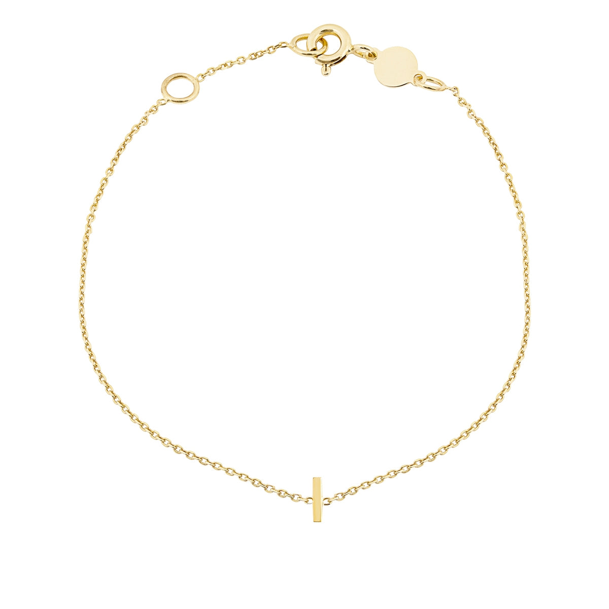 Mini Initial I Bracelet in 14K Yellow Gold