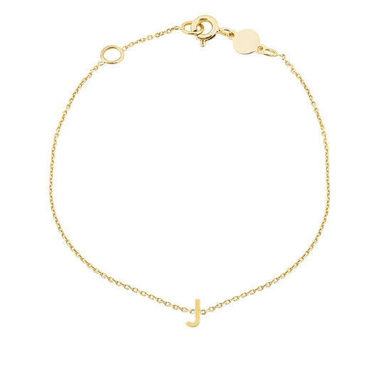 Mini Initial J Bracelet in 14K Yellow Gold