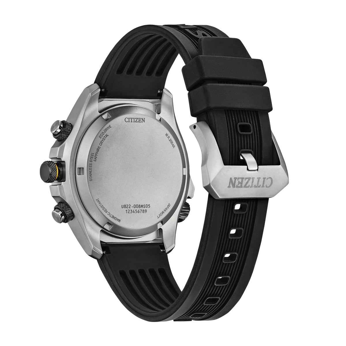 Citizen Men's Promaster Land Eco-Drive Gray Stainless Steel Watch with Black Dial & Polyurethane Strap front view