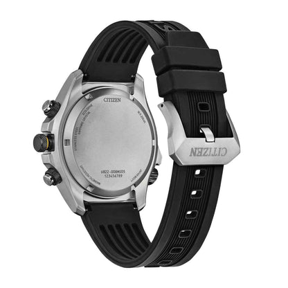 Citizen Men's Promaster Land Eco-Drive Gray Stainless Steel Watch with Black Dial & Polyurethane Strap front view