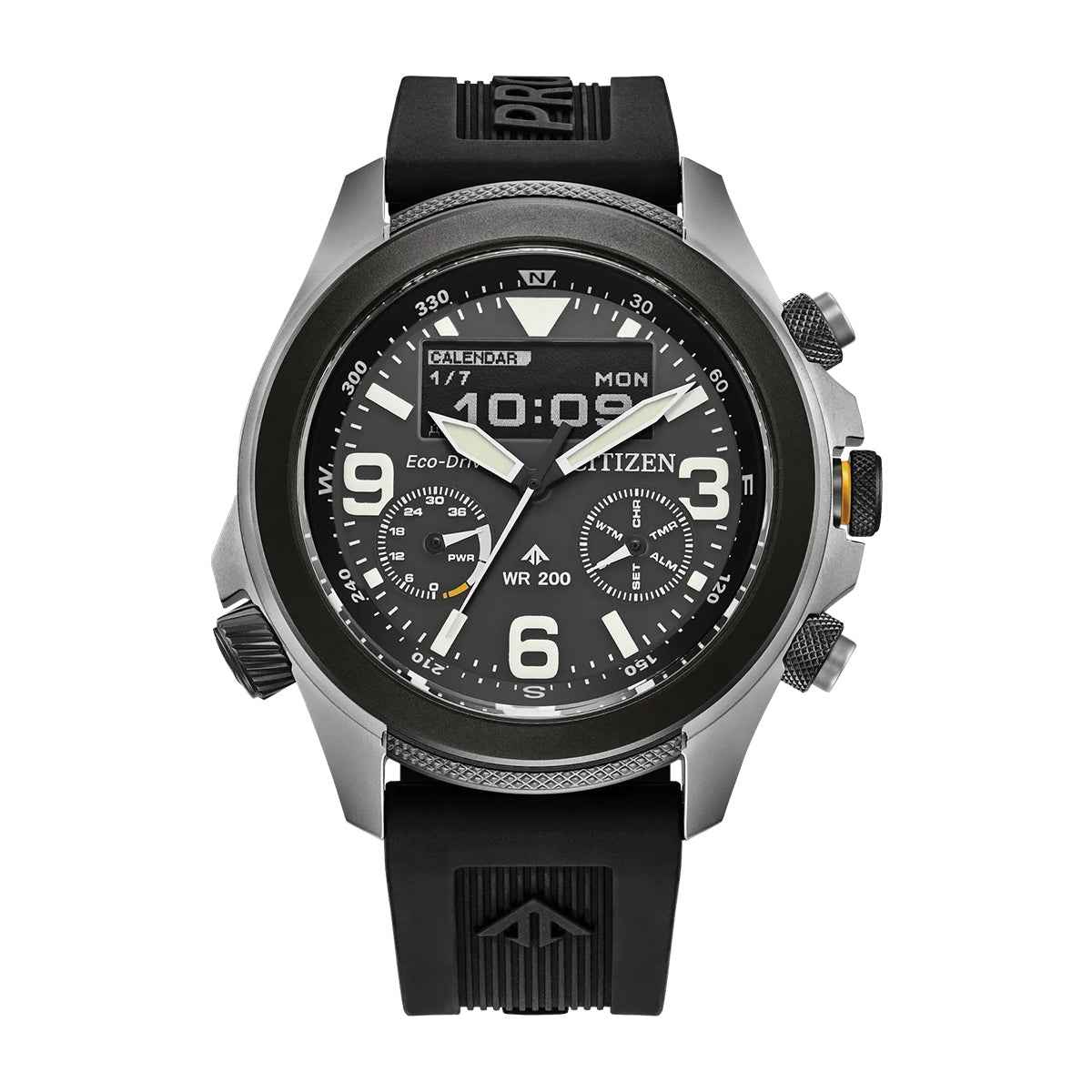 Citizen Men's Promaster Land Eco-Drive Gray Stainless Steel Watch with Black Dial & Polyurethane Strap