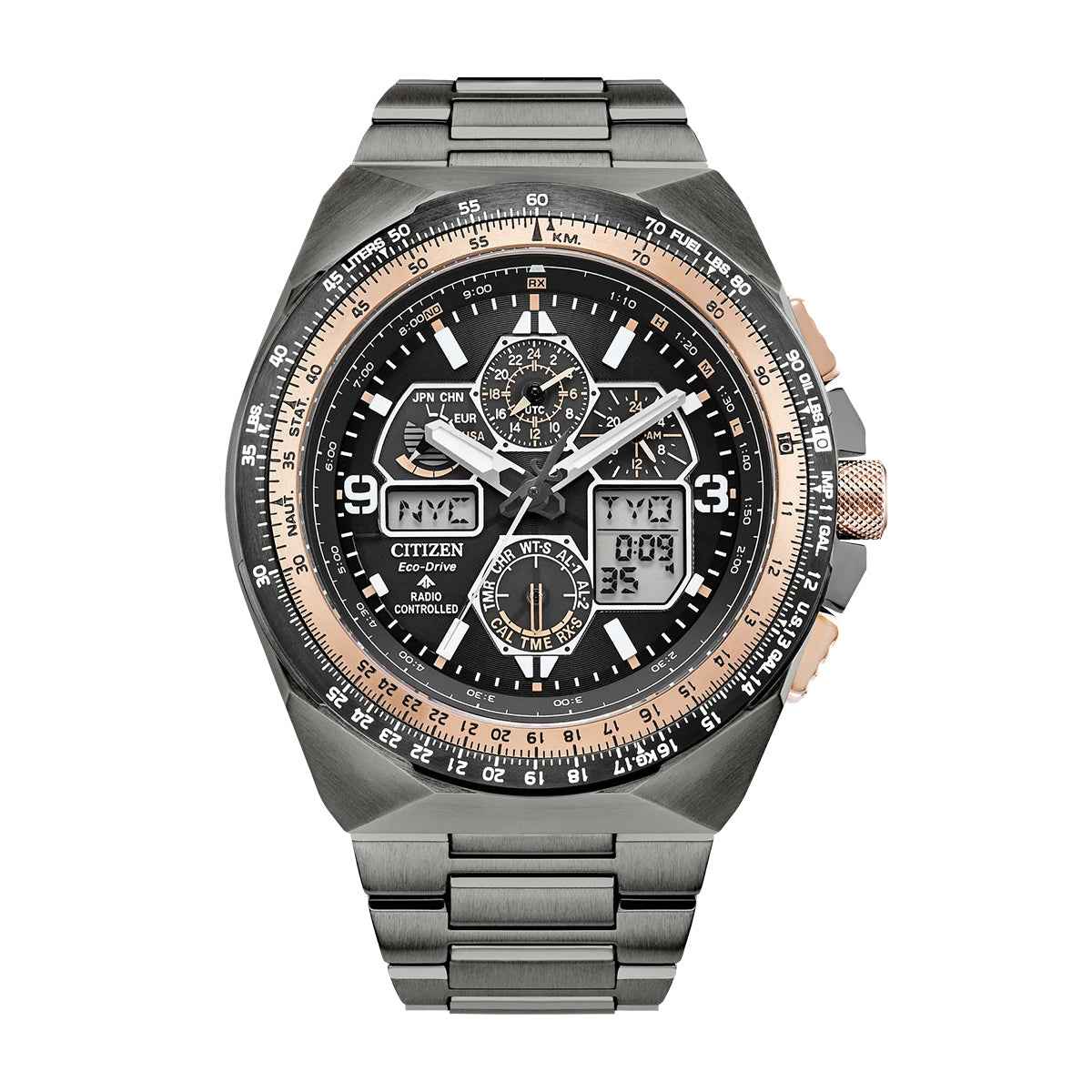 Citizen Men's Promaster Skyhawk A-T Gray Stainless Steel Watch with Black Dial
