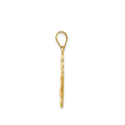 I Love You Sign Language Pendant in 14K Yellow Gold front view