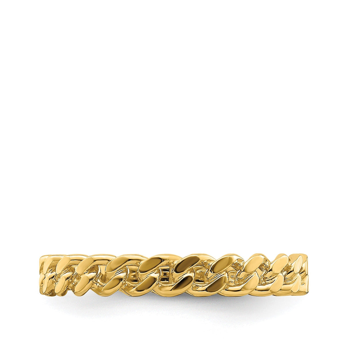Curb Chain Link Stackable Ring in 14K Yellow Gold close-up detail