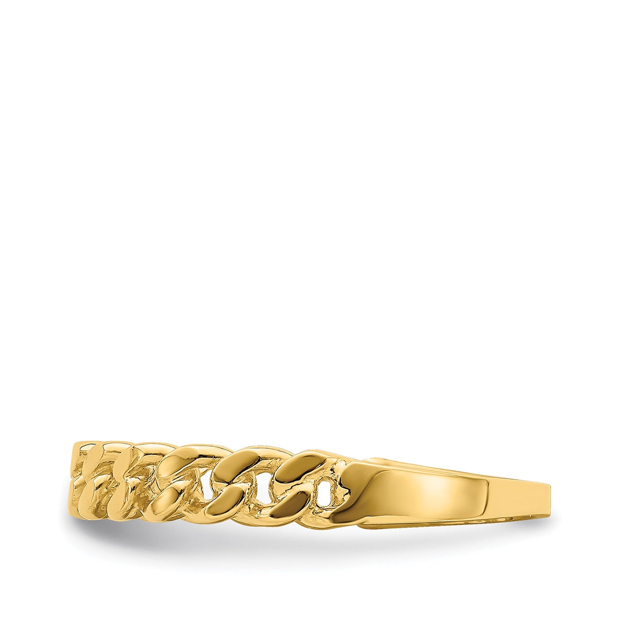 Curb Chain Link Stackable Ring in 14K Yellow Gold side profile