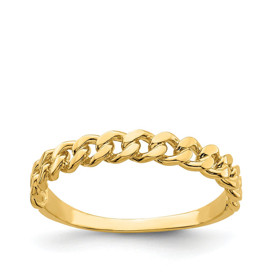 Curb Chain Link Stackable Ring in 14K Yellow Gold