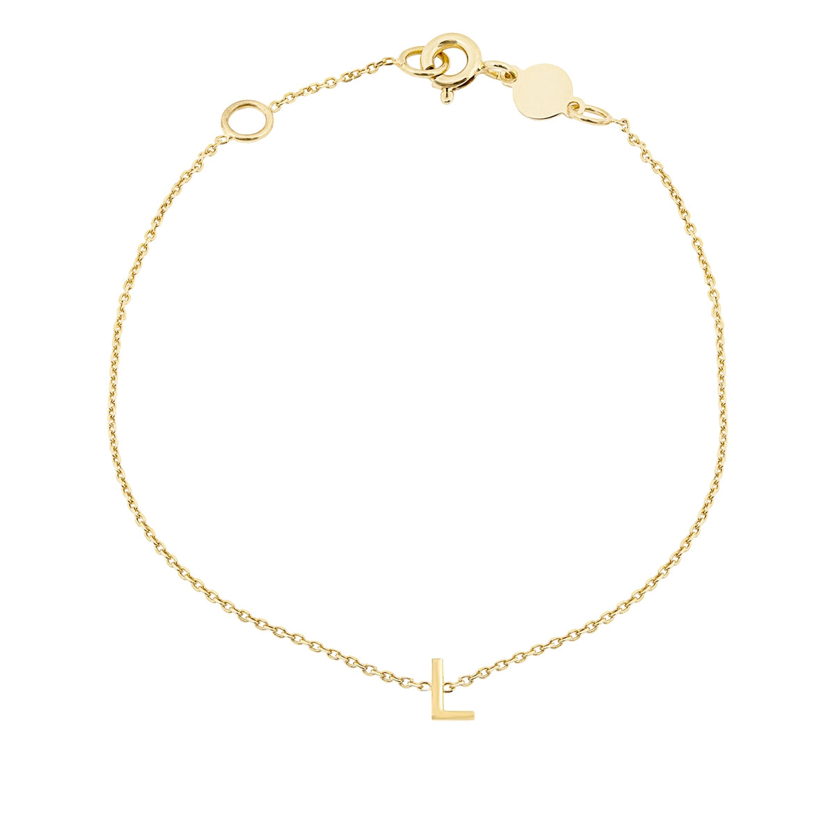 Mini Initial L Bracelet in 14K Yellow Gold