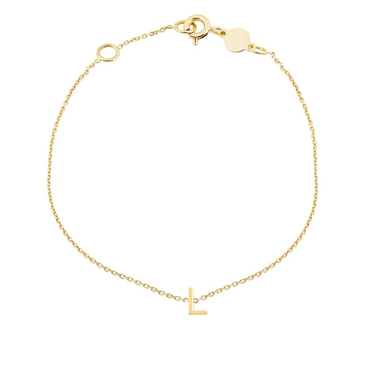 Mini Initial L Bracelet in 14K Yellow Gold