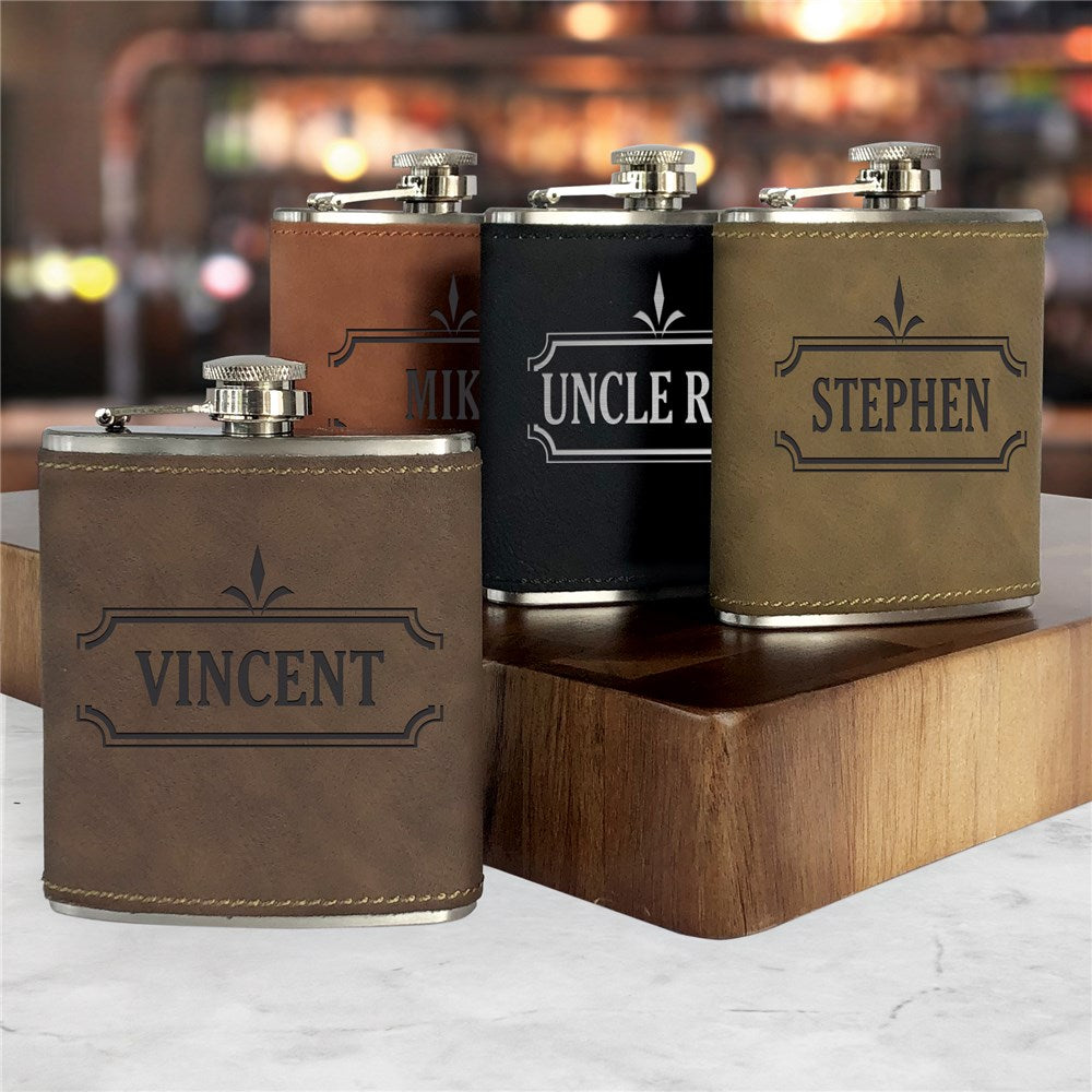 Personalized Leatherette Flask