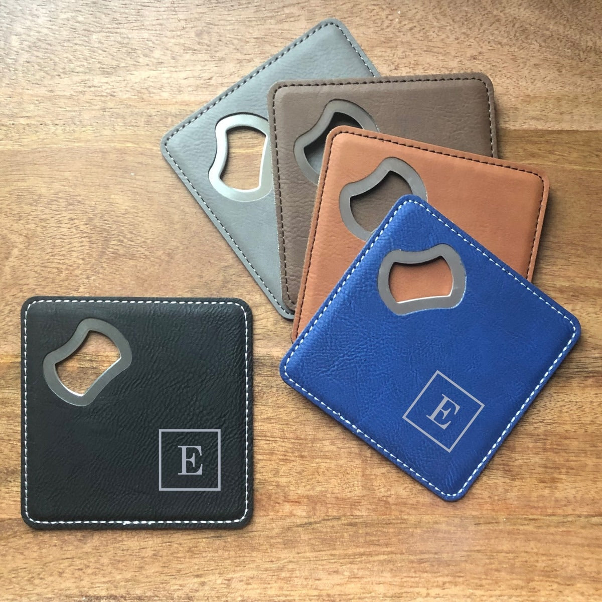 Personalized Leatherette Coaster Bottle Opener