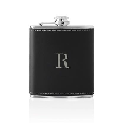 Personalized Leather and Stainless Steel Flask Set front view (2)