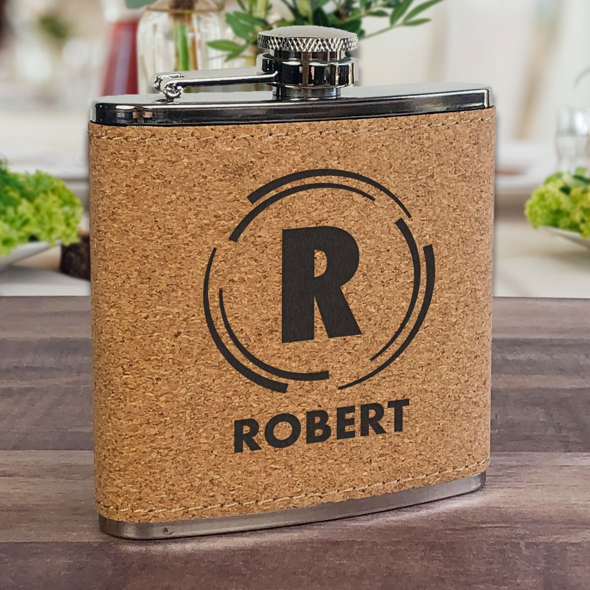 Personalized Cork Flask - Name & Initial