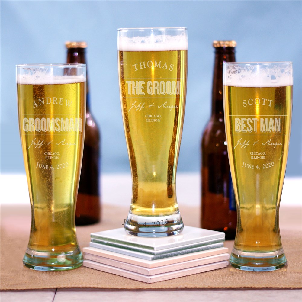 Personalized Bridal Party Pilsner Glass