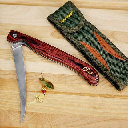 Personalized Wood Folding Fillet Knife