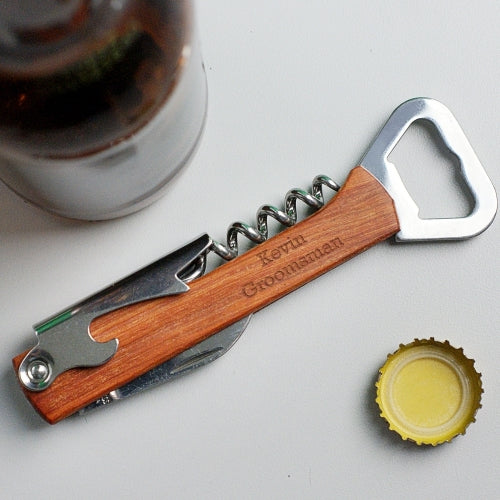 Personalized Wooden Bottle Opener Tool