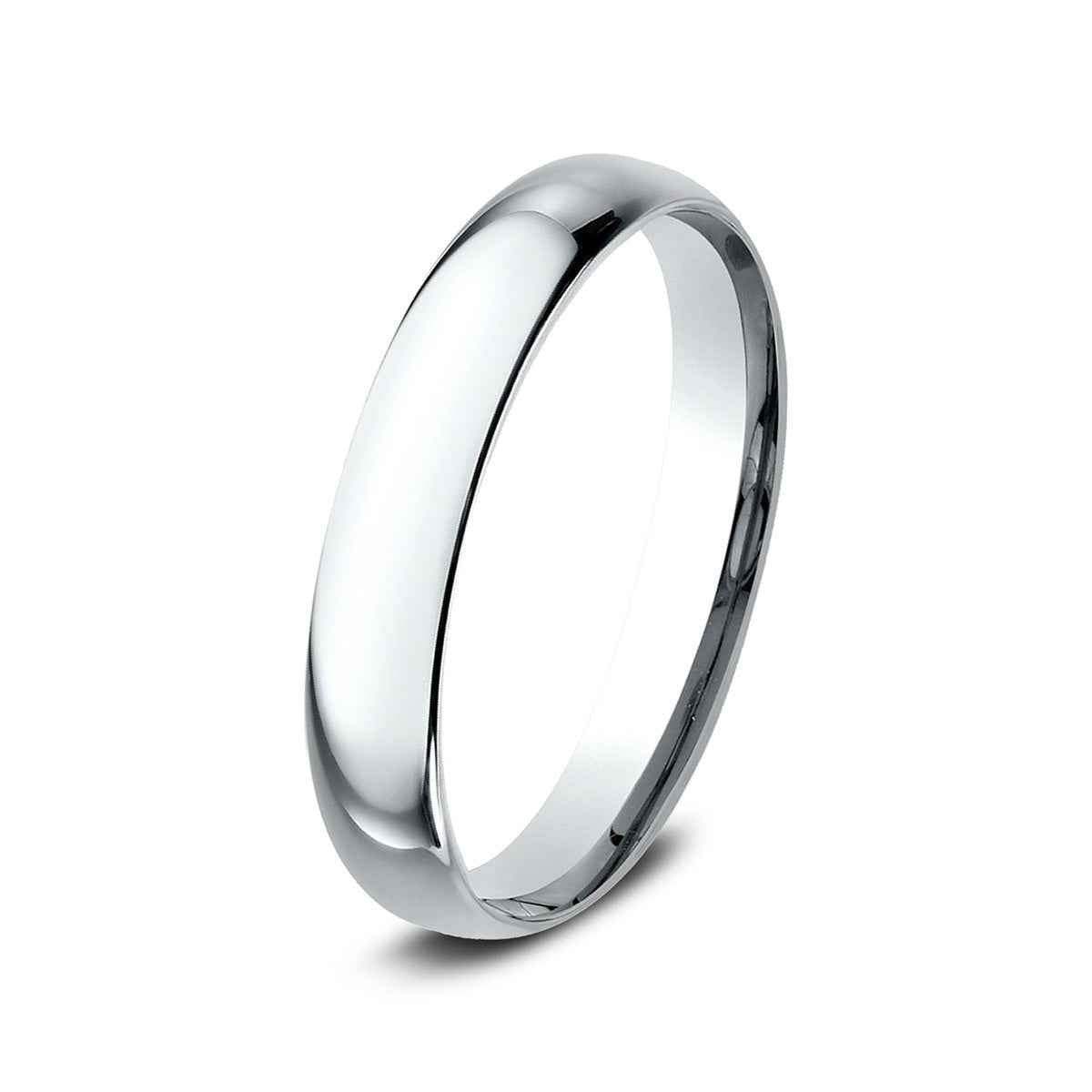 Benchmark Men's 3mm Dome Comfort Fit Polished Wedding Ring in 10K White Gold