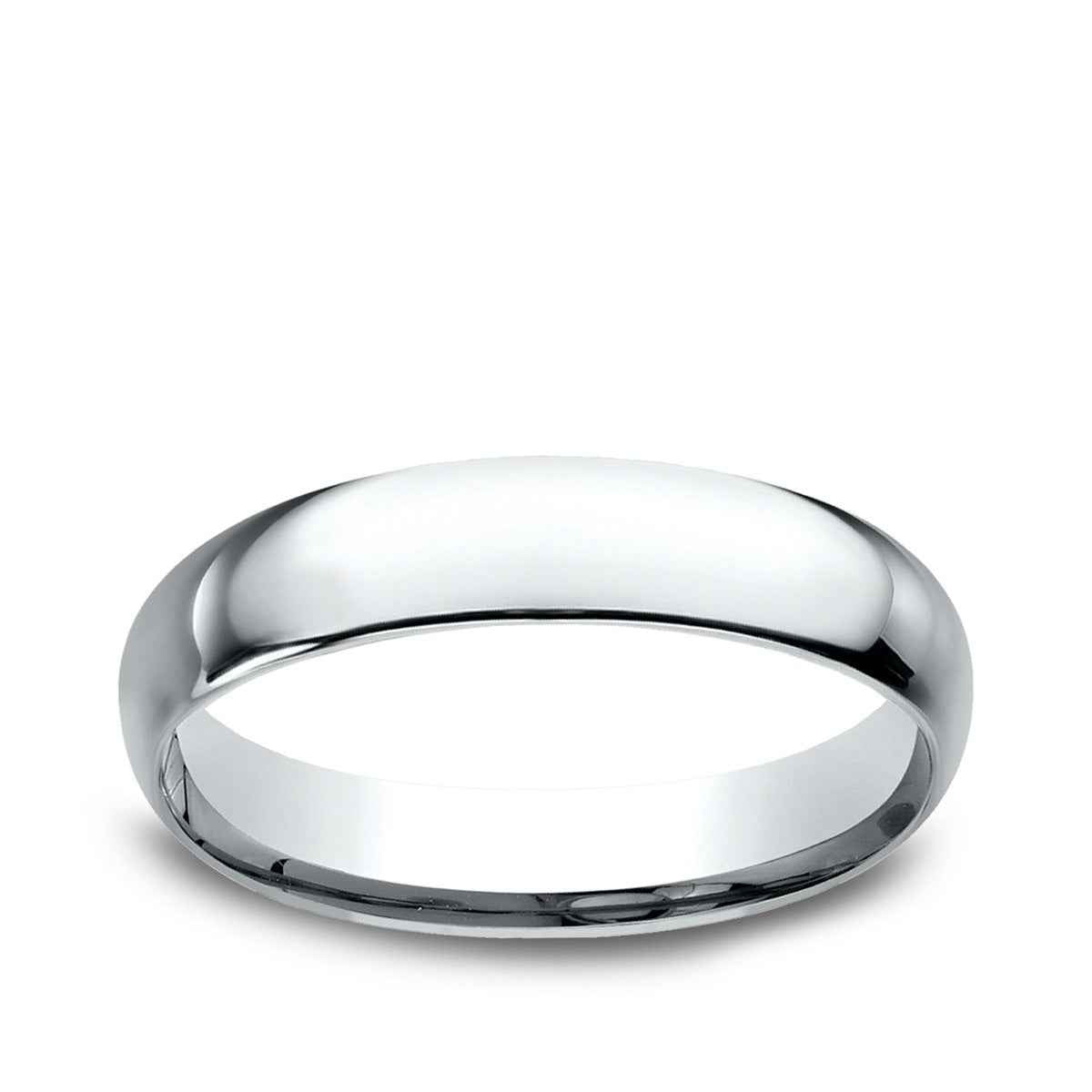 Benchmark Men's 4mm Dome Comfort Fit Polished Wedding Ring in 10K White Gold