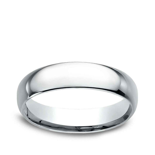 Benchmark Men's 5mm Dome Comfort Fit Polished Wedding Ring in 10K White Gold