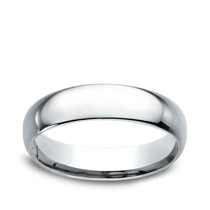 Benchmark Men's 5mm Dome Comfort Fit Polished Wedding Ring in 14K White Gold