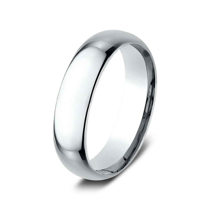 Benchmark Men's 6mm Dome Comfort Fit Polished Wedding Ring in 10K White Gold