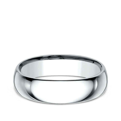 Benchmark Men's 6mm Dome Comfort Fit Polished Wedding Ring in 10K White Gold
