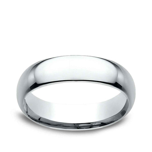 Benchmark Men's 6mm Dome Comfort Fit Polished Wedding Ring in 10K White Gold