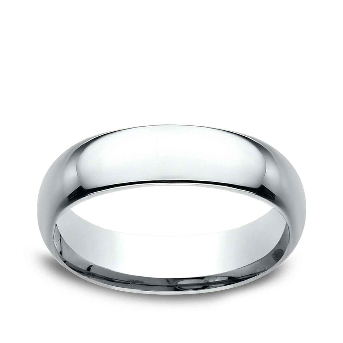 Benchmark Men's 6mm Dome Comfort Fit Polished Wedding Ring in 14K White Gold