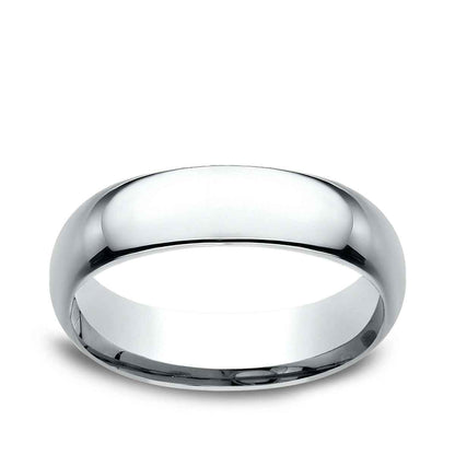 Benchmark Men's 6mm Dome Comfort Fit Polished Wedding Ring in 14K White Gold