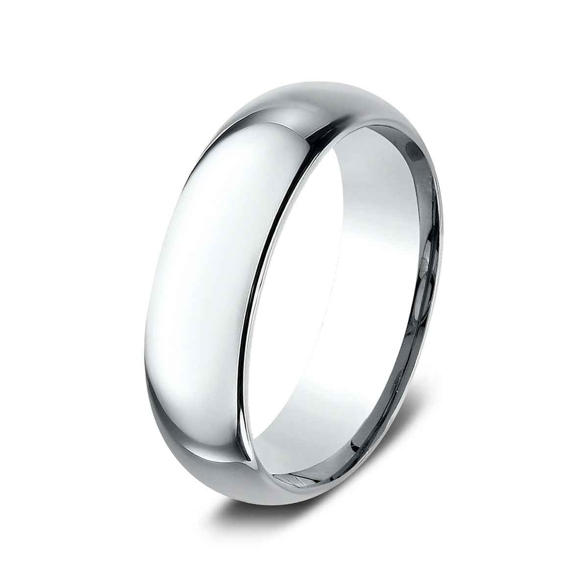 Benchmark Men's 7mm Dome Comfort Fit Polished Wedding Ring in 10K White Gold