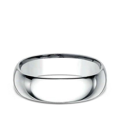 Benchmark Men's 7mm Dome Comfort Fit Polished Wedding Ring in 10K White Gold